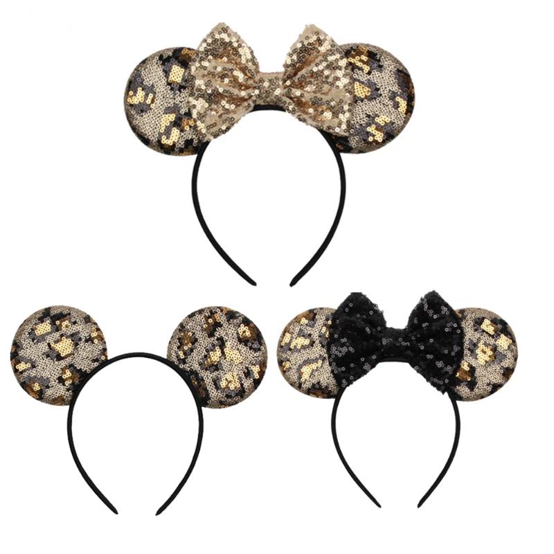 

Hair Accessories Fashion Mouse Ears Hairband Leopard Sequin For Women Girls Glitter Ear AccessoriesHair, 01