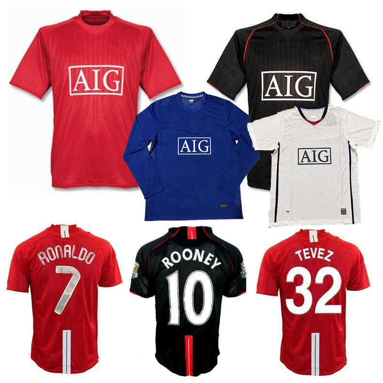 

Retro classic 2007 2008 2009 soccer jerseys Manchester EVRA FERDINAND ROONEY SCHOLES GIGGS RONALDO SAHA 07/08/09 40th united football shirt, 08/09 away long sleeve+ball
