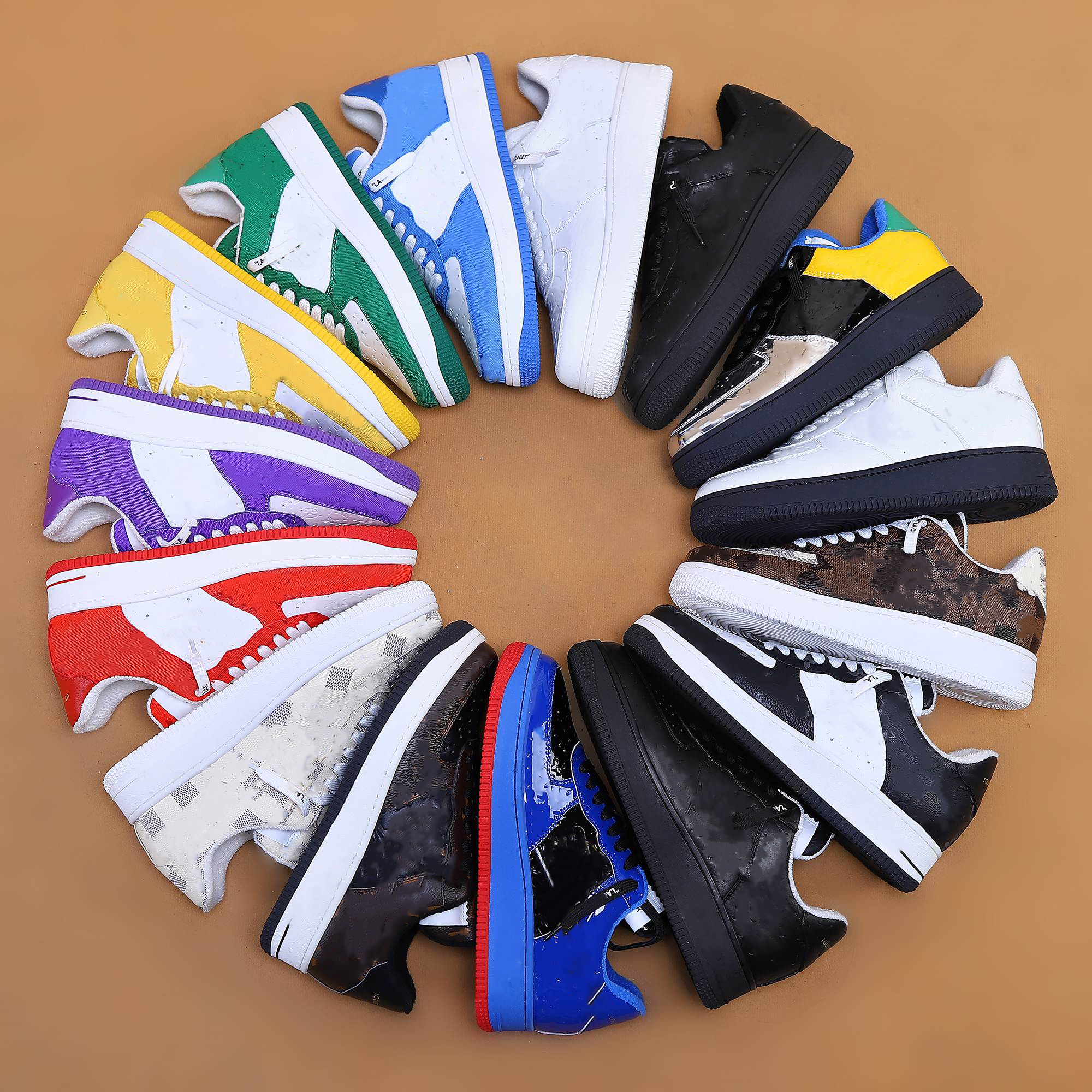 

Low cut high quality AirF 1 THE TEN car line men's shoes off black white blue stitching joint sports fashion sneakers