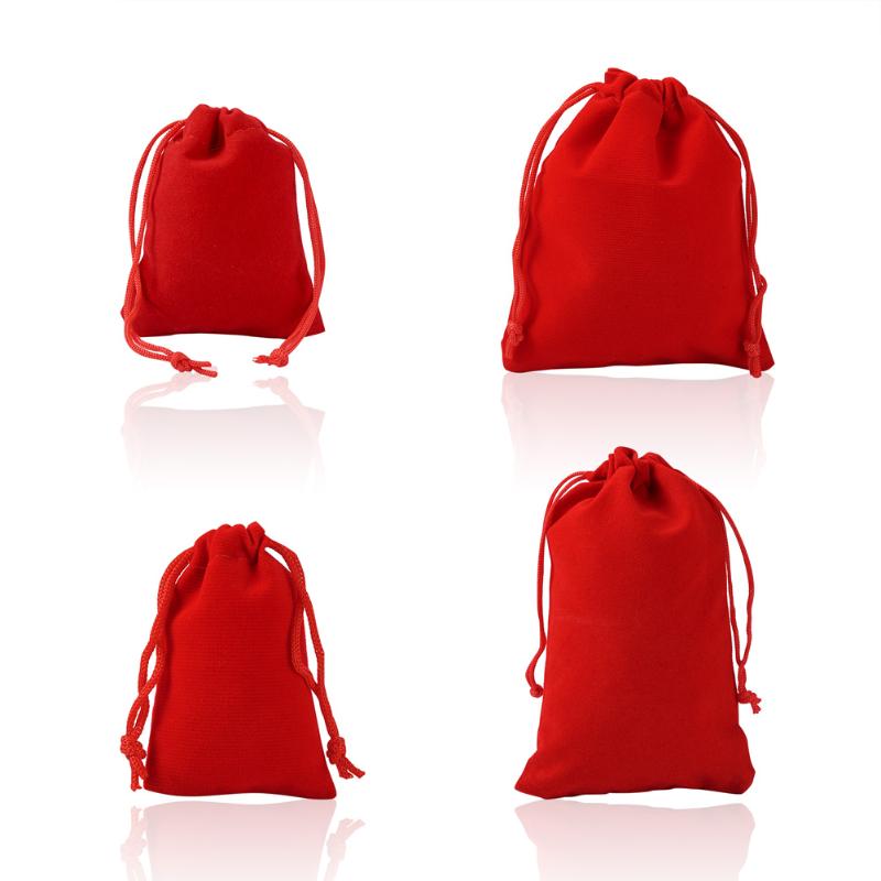 

Jewelry Pouches Bags 80Pcs Velvet Bag Packaging Drawstring Wedding Decoration Valentine's Day Candy Gift 5x7 7x9 10x12 10x15cmJewelry