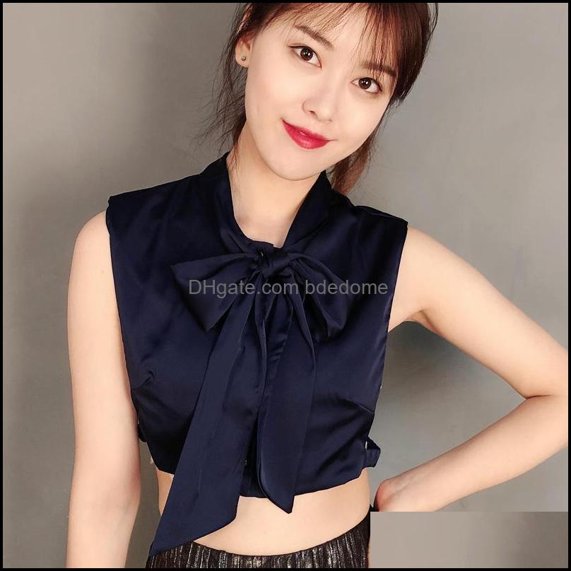 

Bow Ties Fashion Accessories Fake False Collar Womens Blouse White Solid Satin Can Be Tied Detachable Black Female Tie L Dhvl9