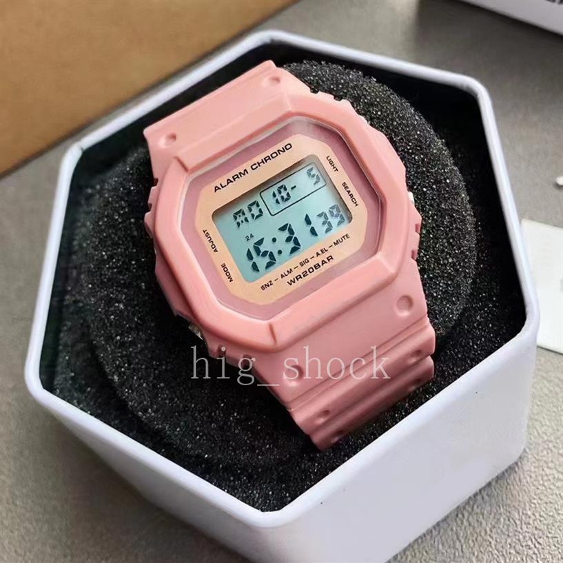 

2021 New 5600 fashion waterproof men's wristwatch Sport dual display GMT Digital LED reloj hombre Army watch relogio masculin310i, Light blue cowboy