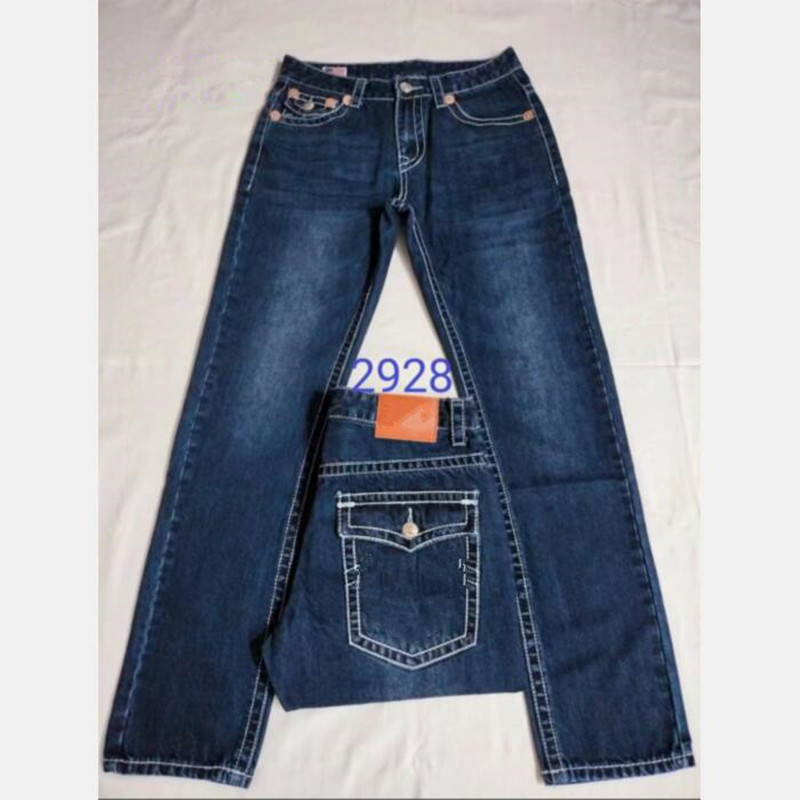 

True Jeans Long Trousers Mens Men's Coarse Line super religion Jeans Clothes Man Casual Pencil Blue Black Denim Pants M2918 RVSI, M2916