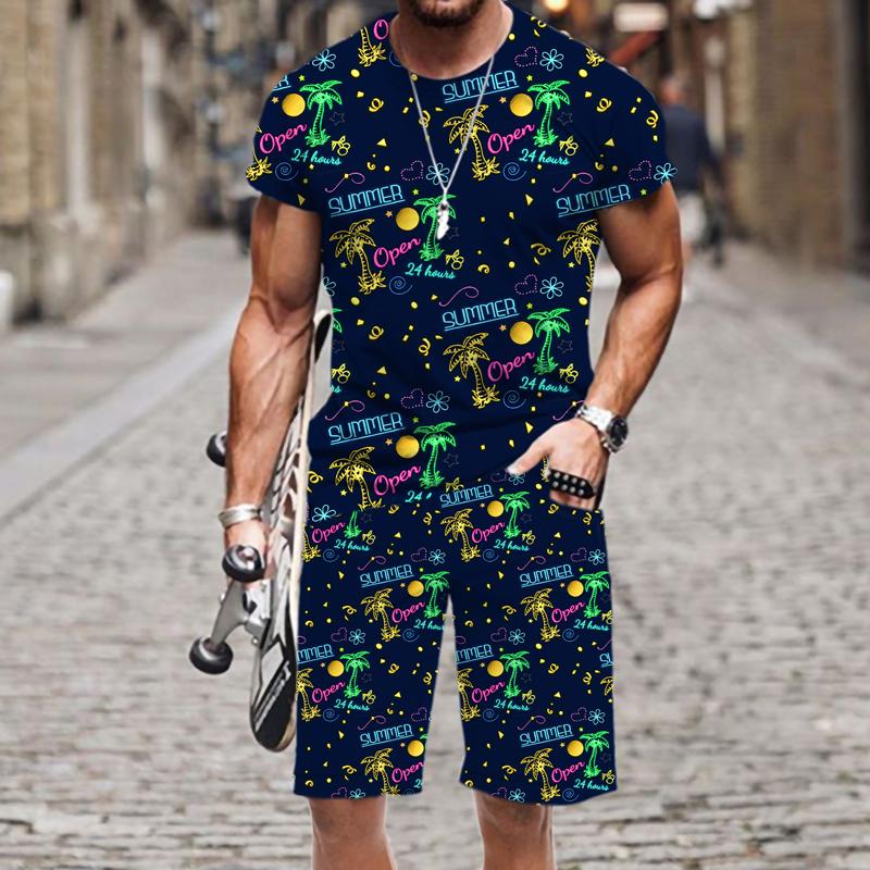

Men's Tracksuits Men's T-shirt Set Luxury Short Sleeve Fashion Hip-hop O Neck 2022 Harajuku Beach Tops Street Casual Summer Funny Outfit, At818jiaadk564