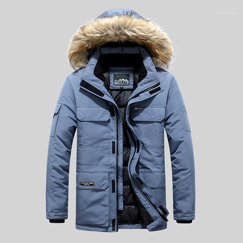 

Men's Down & Parkas Mid-Long Winter Jacket Men Casual Windbreaker Thick Warm Fur Collar Mens Multi-pocket Outdoor Chaquetas Hombre Size -6X, Orange