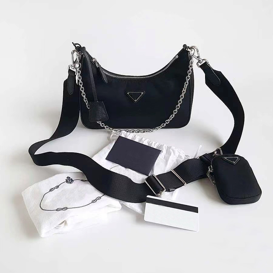 

Designer Classic Women's Bag Brand Re-engraved 2005 High Quality Nylon Handbag Fashion Messenger Bag 3 in 1 Underarm Shoulder Wallet Retro Star Box Free, Red