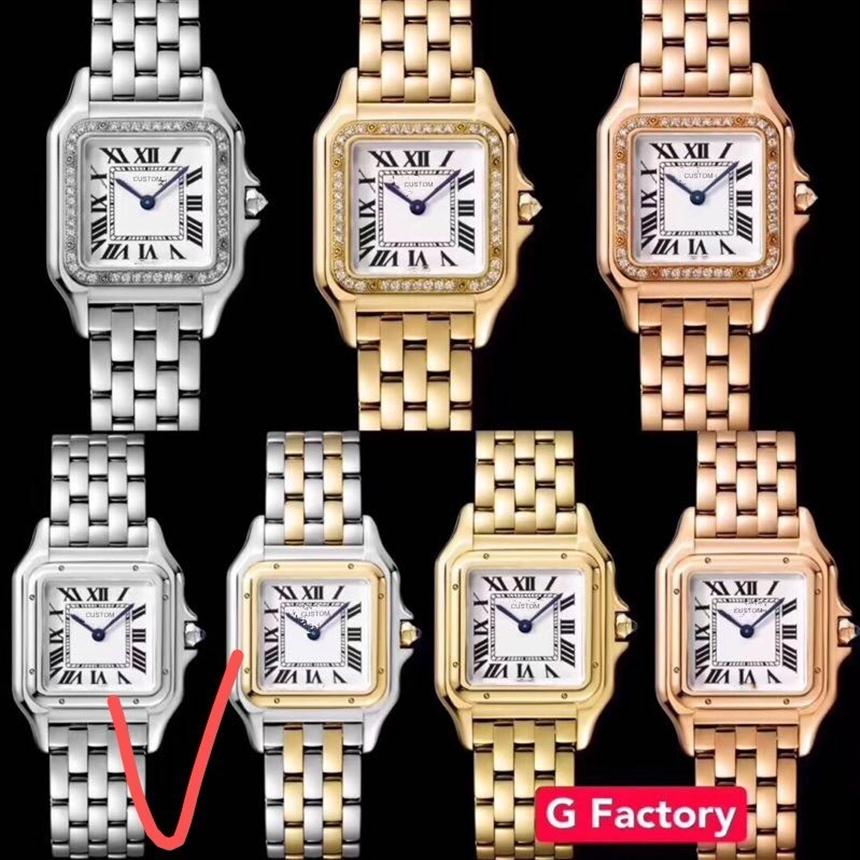 

panthere Watch cz zircon Japan Quartz Wrist watch Women men couple watches panther stainless steel Roma Dial watches 22 27mm320T, Mix rose cz small