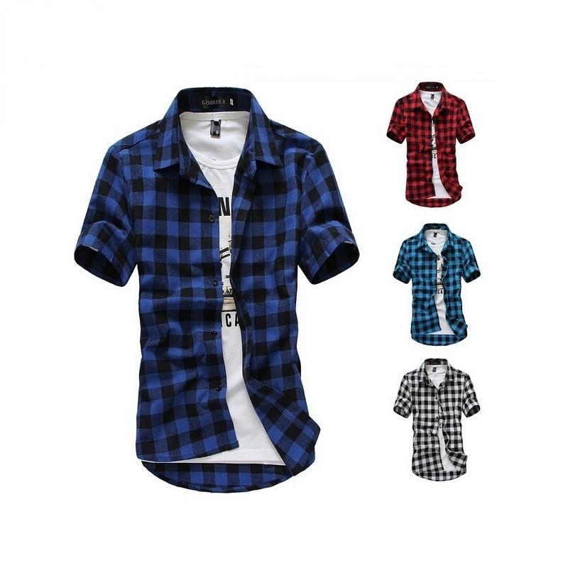 

Men' Casual Shirts Summer Men' Classic Fashion Grid Short Sleeve Shirt Mens Print Clothing Trends 2022 Men ShirtsMen, Black
