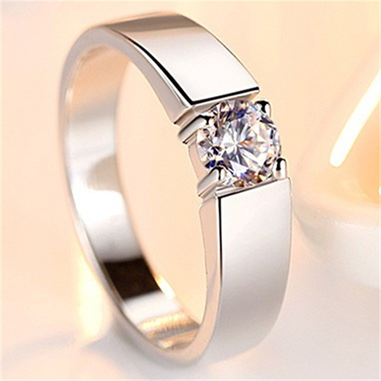 

Fashionable and generous rose gold-plated rhodium-plated ring couple ring classic 4-claw fashion men and women couple rings