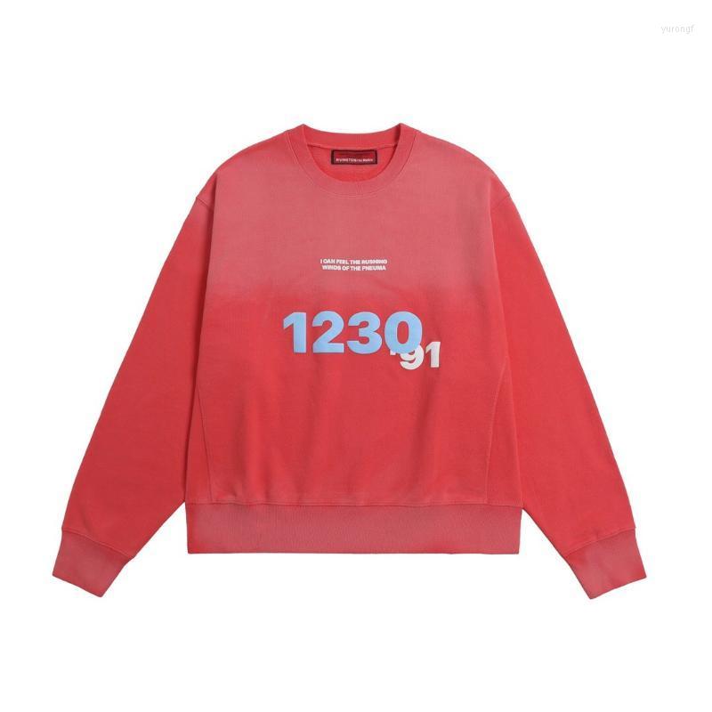 

Men' Hoodies & Sweatshirts Men 123 Dye Crew Neck Red Sweatshirt, As pic