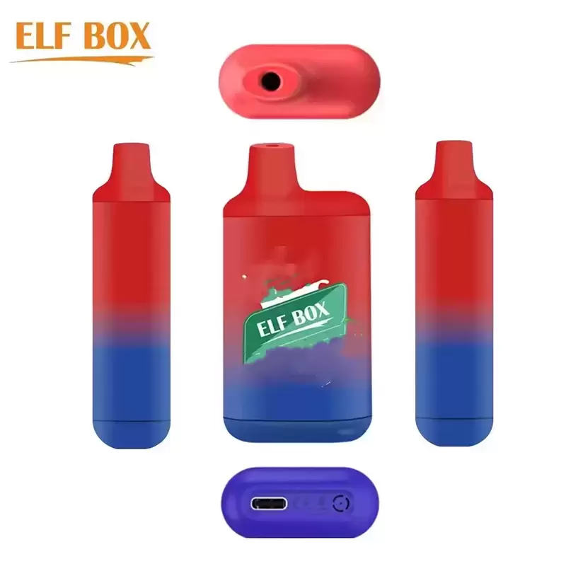 

ELF BOX 5000 Puffs Disposable Vape Pen E Cigarette With 0% 2% 3% 5% Rechargeable 650mAh Battery Mesh Coil 12ml Prefilled Pod Puff Kit 20 colors