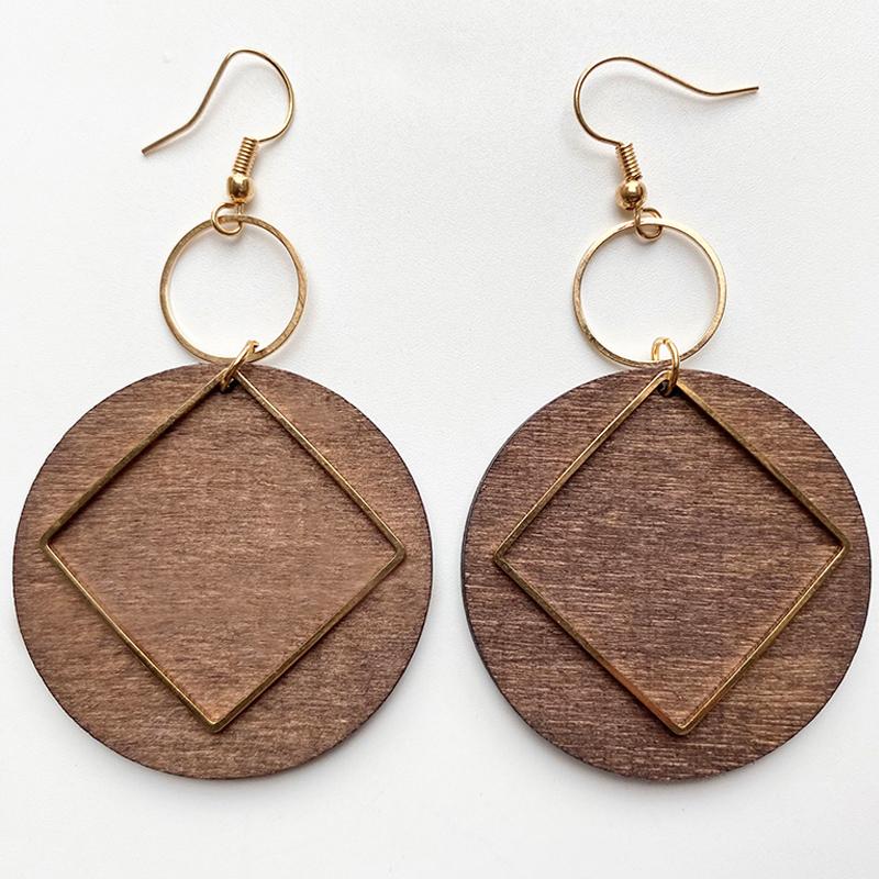 

Dangle & Chandelier Hollow Out Wood Statement Drop Earring Jewelry Simple Metal Retro Vintage Bohemian Geometric Exaggerated Casual Unique E