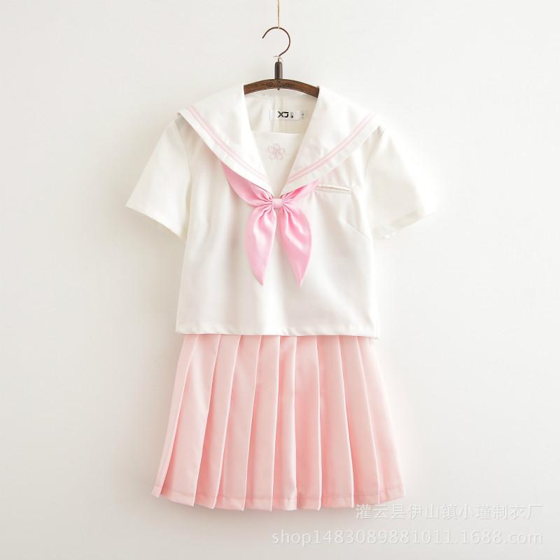 

Clothing Sets Uniforms Set 2022 Style Embroidery Japanese Student JK Uniform Sailor Suit Fashion Elegant Summer White Collar Two-pieceClothi