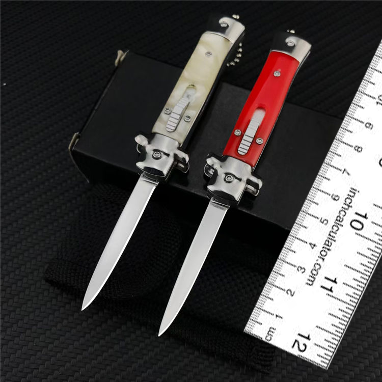 

5-inch Italian mafia automatic knife 440C Blade Acrylic handle camping outdoor EDC tool Tactical EDC defensive pocket knives BM 3300 3310 3400 UT85 UT88