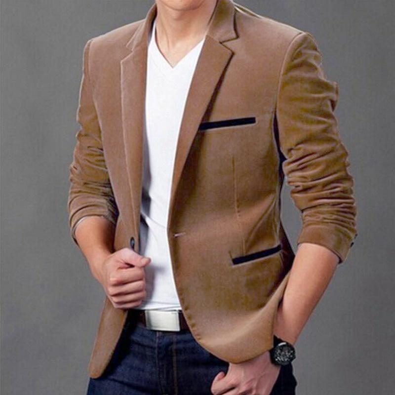 

Men' Suits & Blazers Casual Fashion Men Blazer Slim Fit Clothing Suit Basic Jackets Coats Man Coat Mens Autumn ClothesMen, Khaki