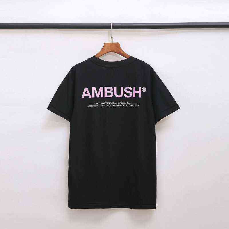 Ambush Men T shirt 3M Reflective Man T-shirts Alphabet Print Basic Short Sleeve Mens Back Slogan Bottom Solid Color T-shirt