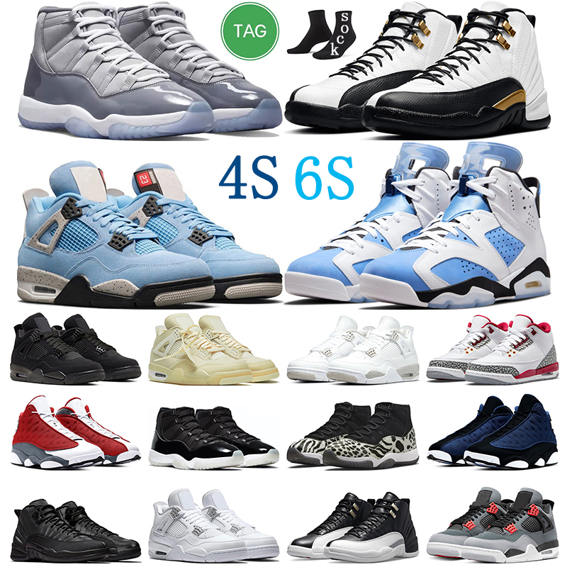 

Mens Basketball Shoes 4s womens Black Cat Pure Money 6s UNC Electric Green 11s Cool Grey 12s Royalty Taxi Winterized 13s Brave Blue trianers sports sneakers, #26