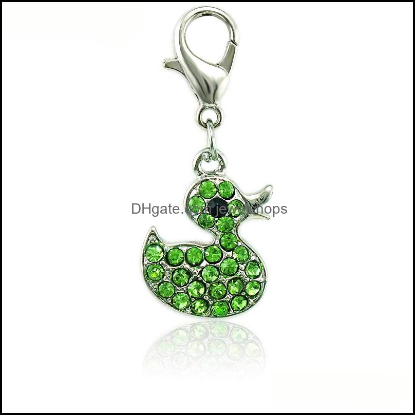 

Fashion Charms With Lobster Clasp Dangle Rhinestone Duck Animals Pendants Diy For Jewelry Making Accessories Drop Delivery 2021 Findings C