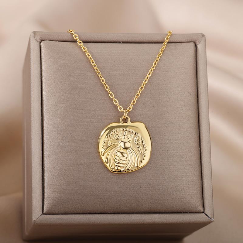 

Pendant Necklaces Irregular Bee For Women Stainless Steel Geometric Necklace Femme Birthday Punk Jewelry Bijoux Gift 2022Pendant