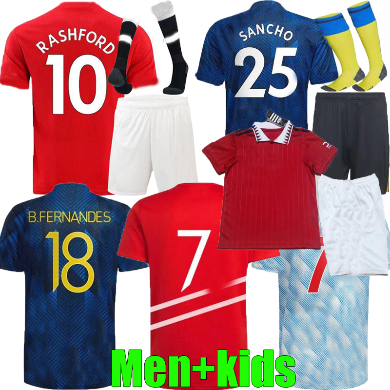 

21 22 23 Manchester soccer jerseys POGBA SANCHO CAVANI VAN DE BEEK B.FERNANDES GREENWOOD football jersey 2021 2022 UNITED RASHFORD men player fans and  kit