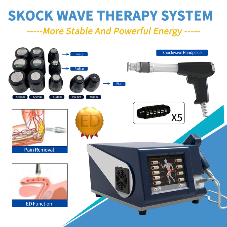 Shockwave Therapy Device With 2 Handles Physiotherapy Double Wave Equipment For Erectile Dysfunction Pain Relief Body Slimming