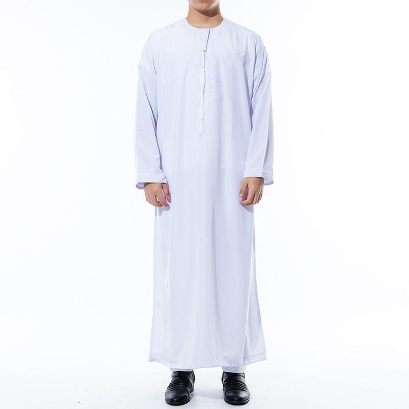 

Ethnic Clothing Muslim Fashion Arab White Long Sleeve Islamic Men Robe Abaya Dubai Saudi Arabia Jubba Thobe Kaftan Musulmana
