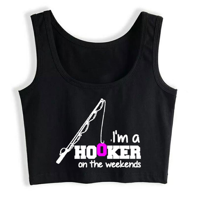 

Women' Tanks & Camis Boho Crop Top I Am A Hooker On The Week O-Neck Harajuku Print Womens Tops Blusas Mujer De Moda 2022 Verano Gym Tank Wo, Black
