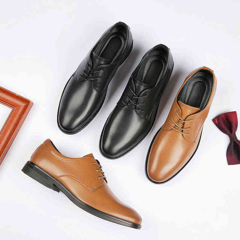 

Dress Shoes 2022 New Spring and Autumn Round Head Lace Up Formal Casual Business Leather Shoes Men's Soft Soles Surfaces Low Top Single Shoes 220812, Black 212188
