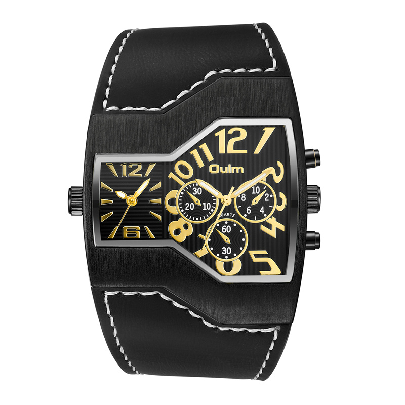 

Oulm New Watches Men Luxury Brand Multiple Time Zone Male Quartz Wristwatch Casual Leather Strap Watch relogio masculino, Pay for difference(do not pay alone)