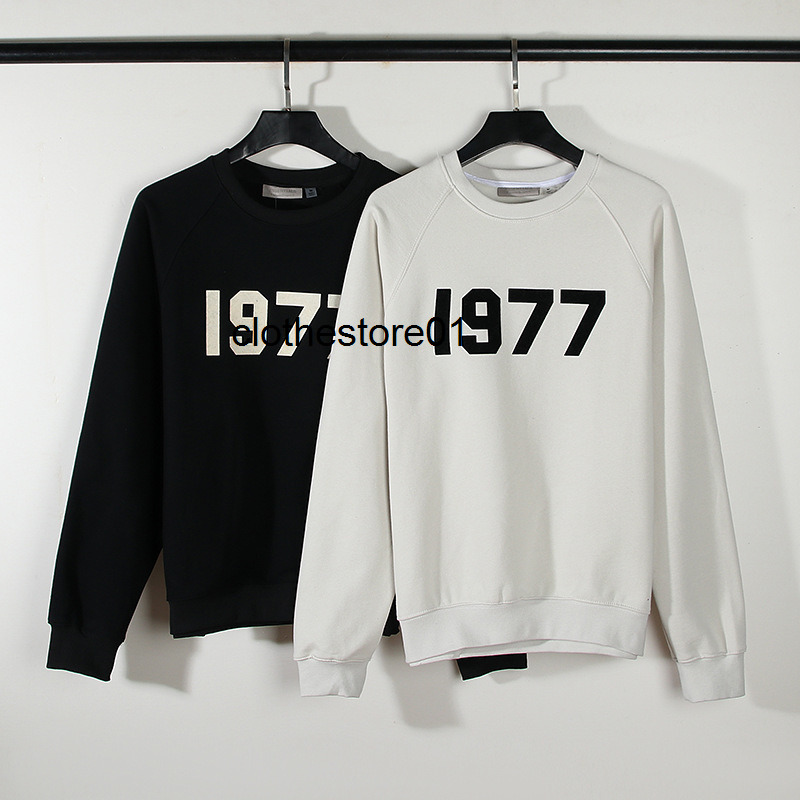 

22 year new fog fear God essentials 1977 digital print casual round neck sweater, Cement white