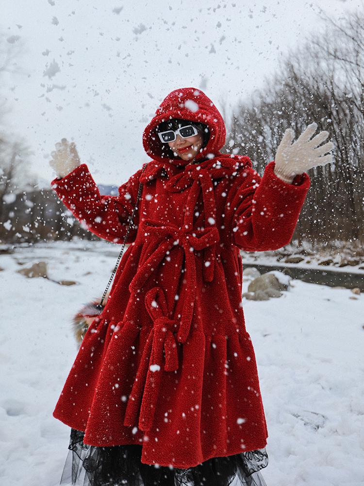 

Women's Wool & Blends 2022 Vintage Winter And Autumn Outerwear Hooded Loose Long Mid-Calf Full Sleeve Faux Fur Lace UpWomen's, Without hood