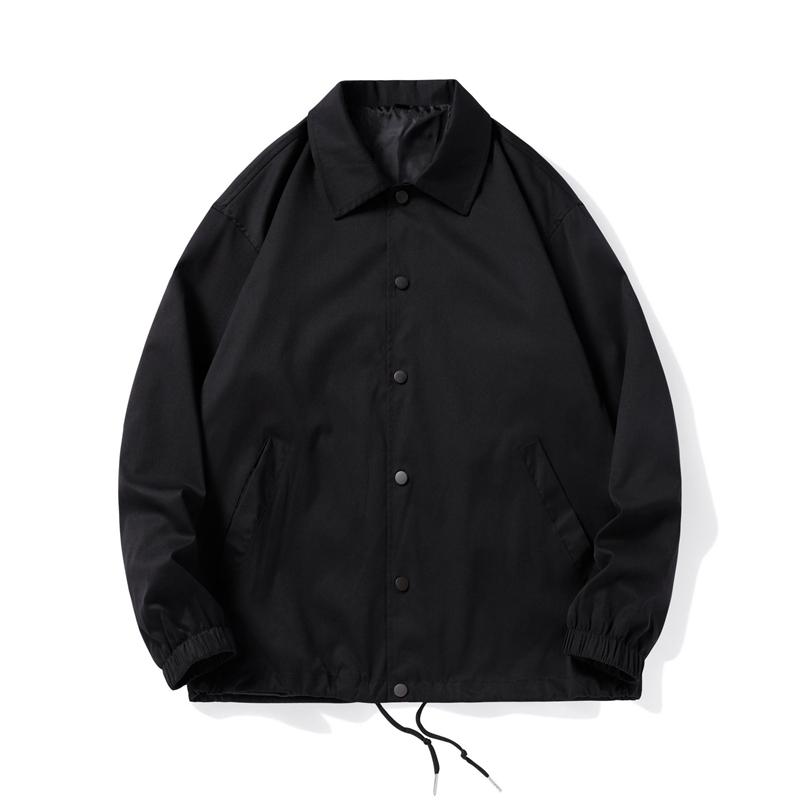 

Men's Jackets Mens Windbreaker Shirt Collared Coaches Jacket With Hidden Pockets Black Casual Coat