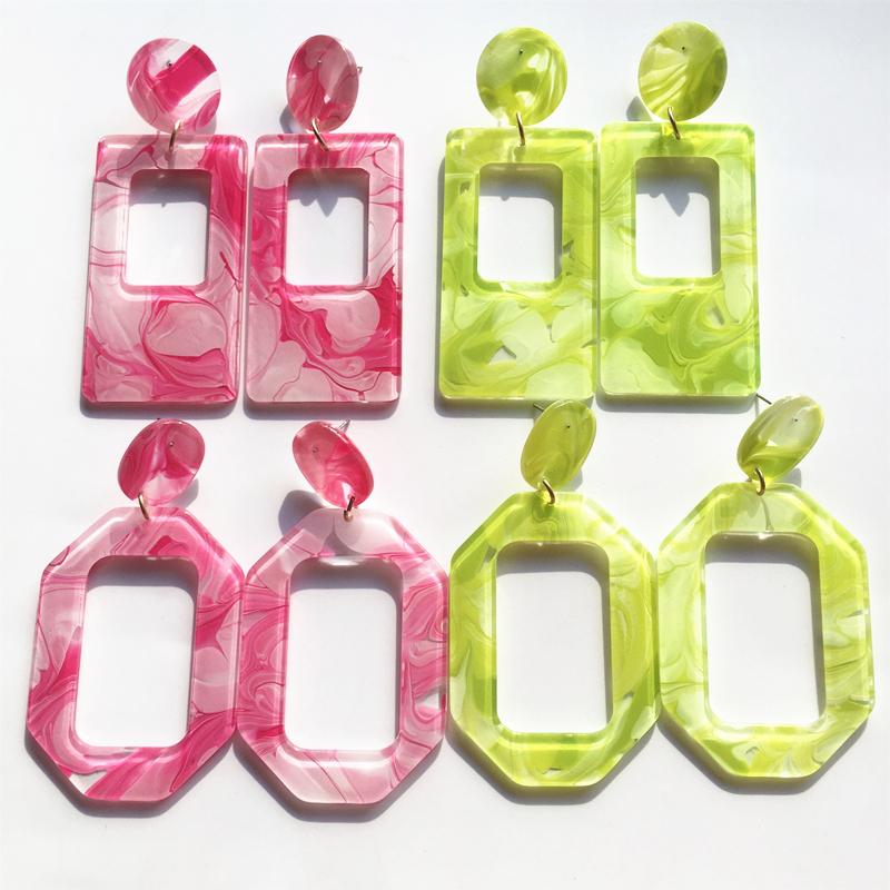 

Dangle & Chandelier Sping Summer Beautiful Long Acrylic Earrings For Women Geometric Rectangle Wedding Party Jewelry GiftDangle