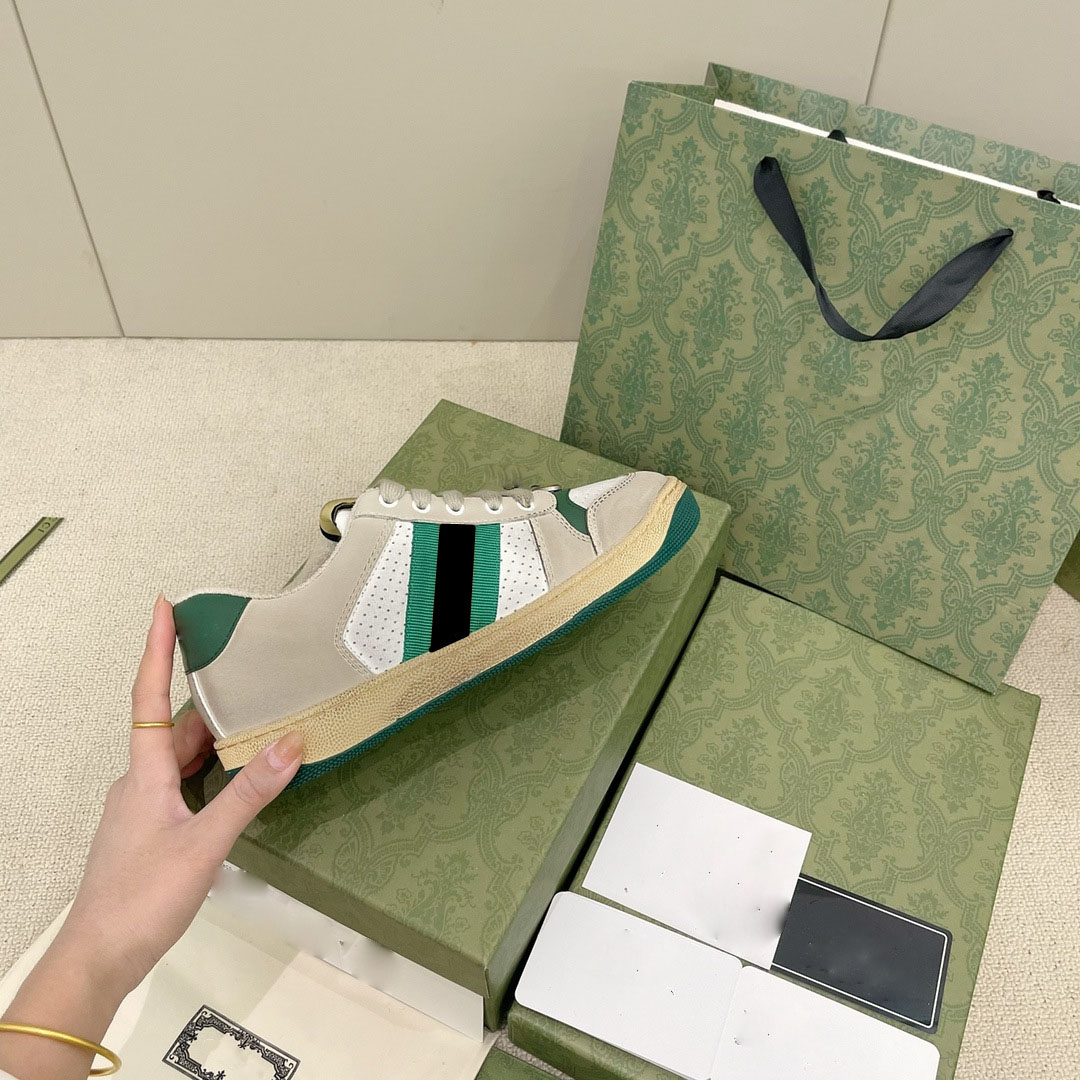 

Casual Women Couple Shoes Lace-up PU Small Color All-match Matching Round Retro Head Flower Classic Fashion Dirty Shoes, Old flower green