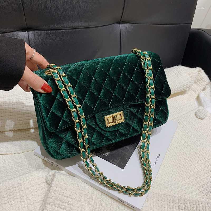 

Evening Bags Brand Designer Velvet Chain Shoulder Crossbody Women Handbags Purses 2022 Vintage Ladies Messenger High QualityEvening, Green