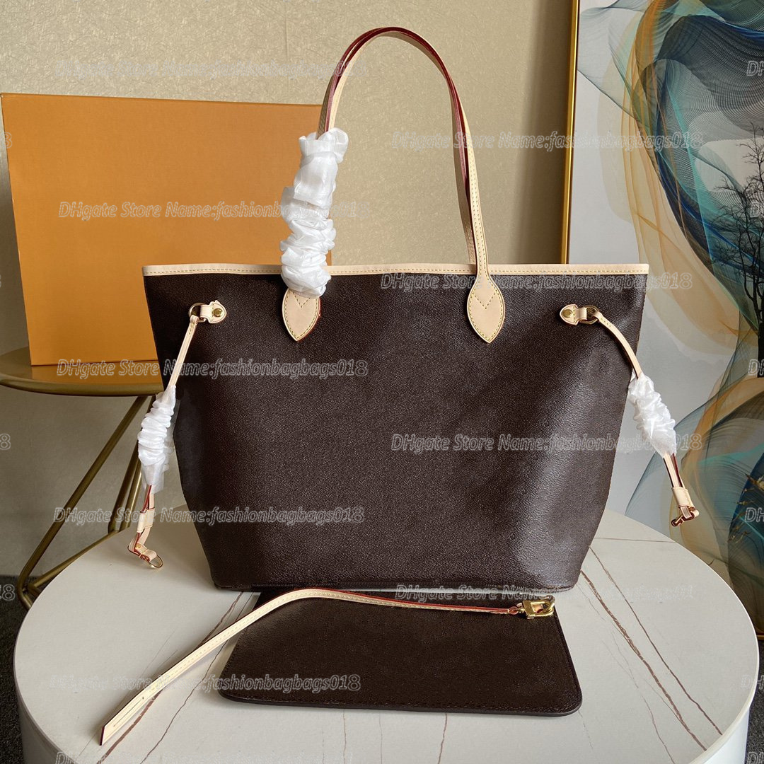 

Designers Never MM GM Full Composite Shopping Bag Womens Bag With Cutch Women Designer Luxurys Shoulder Bags Zipped Pouch 2pc 2sets