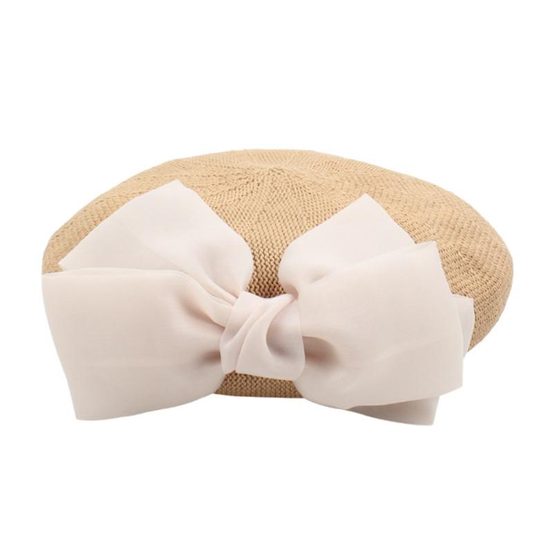 

Berets Summer Beret Hat Women Girls 57cm Big Bow Lolita Kawaii Caps, Black beret
