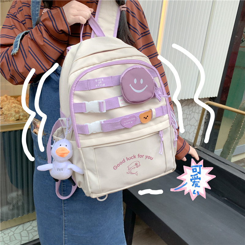 

New fashion School Bag college student schoolbag color matching large-capacity backpack instragram backpack, Grey
