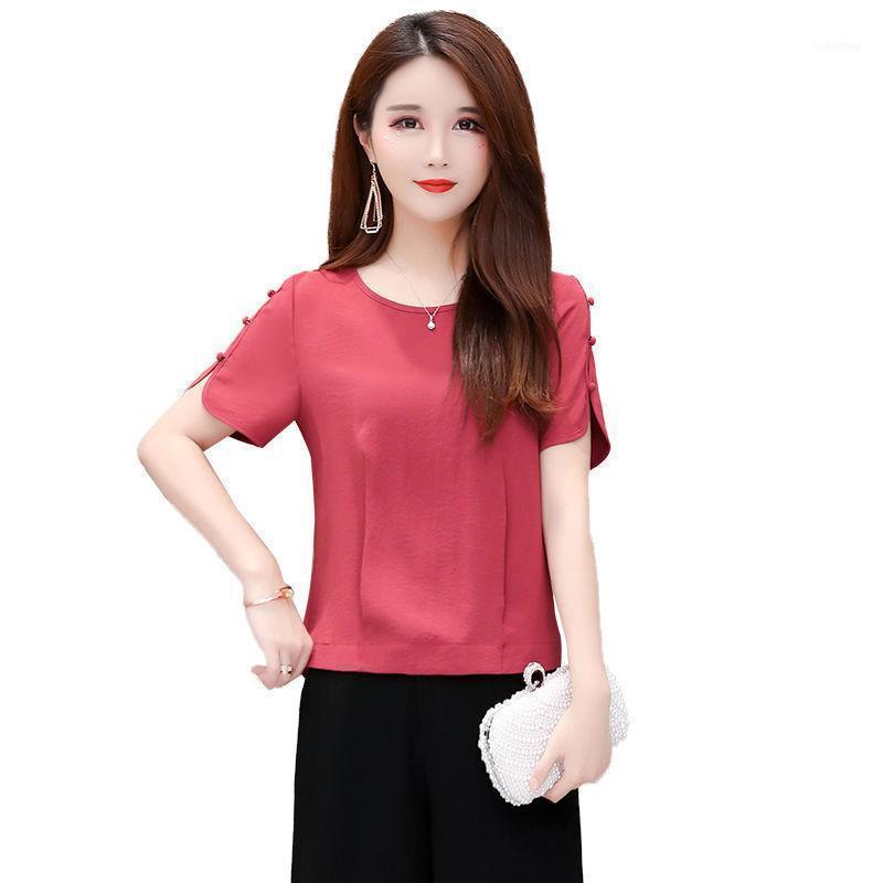 

Women Spring Summer Style Chiffon Blouses Shirts Lady Casual Short Sleeve O-Neck Blusas Tops DF2783 Women