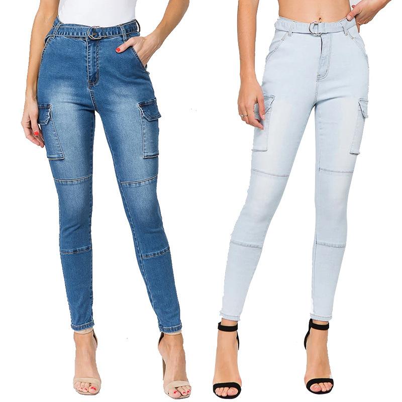 

Women' Jeans Skinny Woman Pants High Waist Fashion Denim Sheath Pencil Trouser, Lgray