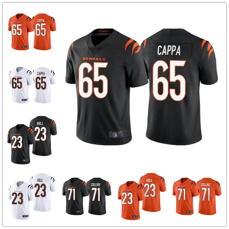 

Custom Men women youth Cincinnati''Bengals''65 Alex Cappa 71 Collins 23 daxton hill Orange white Vapor Limited Stitched Jersey