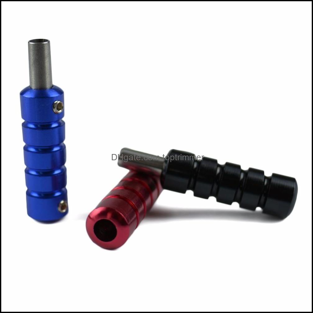 

Tattoo Grips Tattoos Body Art Health Beauty High Quality 1Pcs Aluminum Hine Grip Stainless Steel Blue Pipe For Guns Tube Dh8Vu
