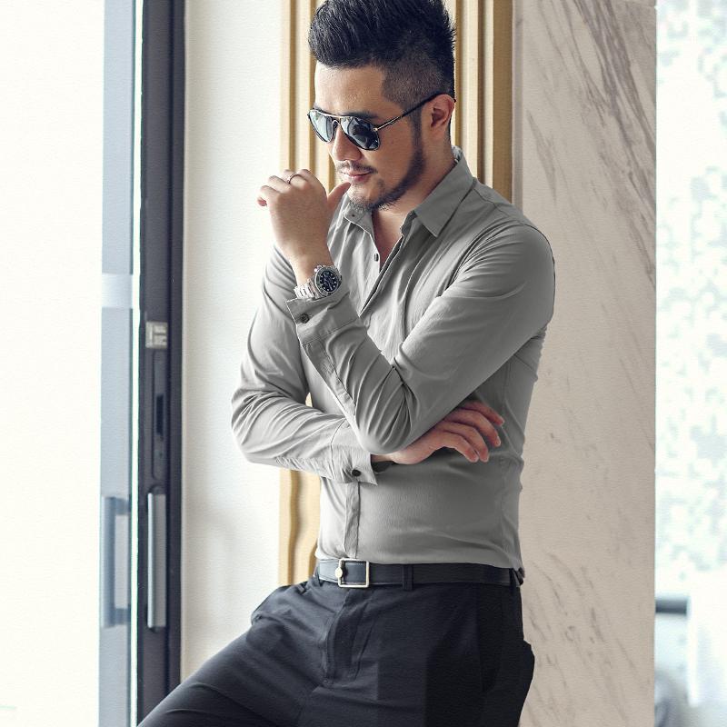 

Men Shirt Spring Summer Autumn Shirts Fashion Casual Brand Men' Clothes Long Sleeve Buttons Large Size, Black