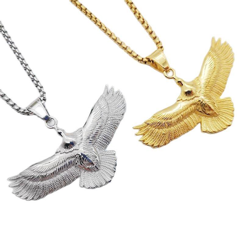

Pendant Necklaces Stainless Steel Animal Flying Eagle Necklace Mens Cool Rock Biker Jewelry FashionPendant NecklacesPendant