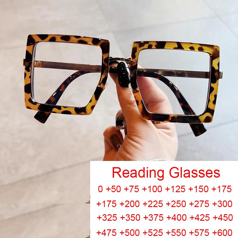 

Sunglasses Anti Blue Light Leopard Square Eyeglasses Frames Retro Ladies Clear Lens Computer Optical Magnifier Reading Glasses