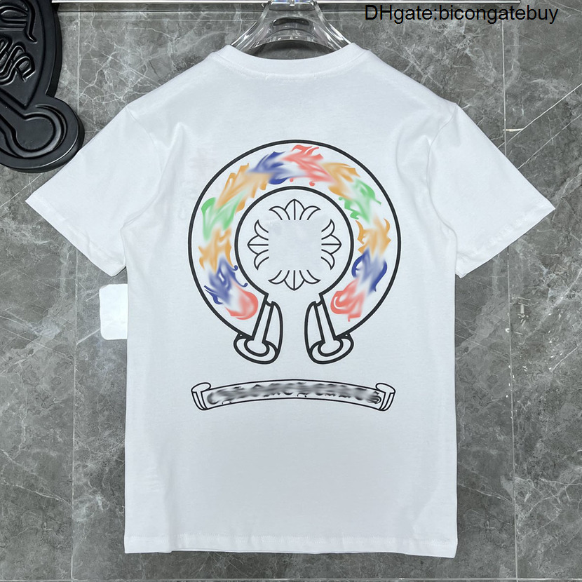 Fashion Classic T-shirts Mens Tops Luxury Letter ch ch t-shirt Designers Horseshoe Sanskrit Cross Pattern Tshirt Tees Summer Women Vêtements Natq