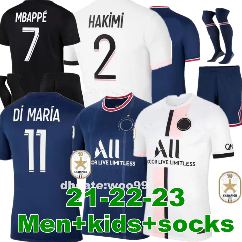

adults and kids 21 22 23 PSGs MBAPPE soccer jerseys 2021 2022 2023 DI MARIA WIJNALDUM SERGIO RAMOS HAKIMI fourth Maillots football kit ICARDI VERRATTI Champions 10th