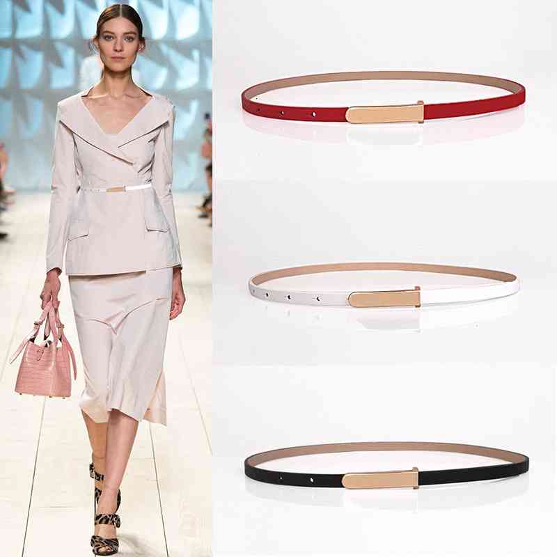 

Belts Fashion simple cow leather with skirt small belt women's fine Korean decorative thin black white XVOL