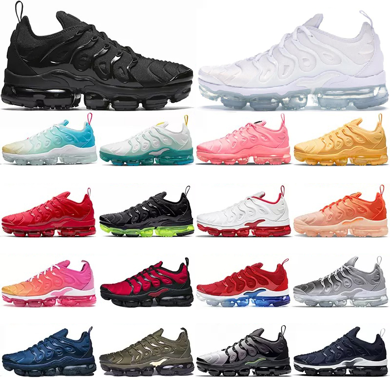 2022 TN Plus chaussures de course masculines Black blanc gradients d'orange cerise rouge cool wolf gris fluon vert olive usa bleu fury tns mens f