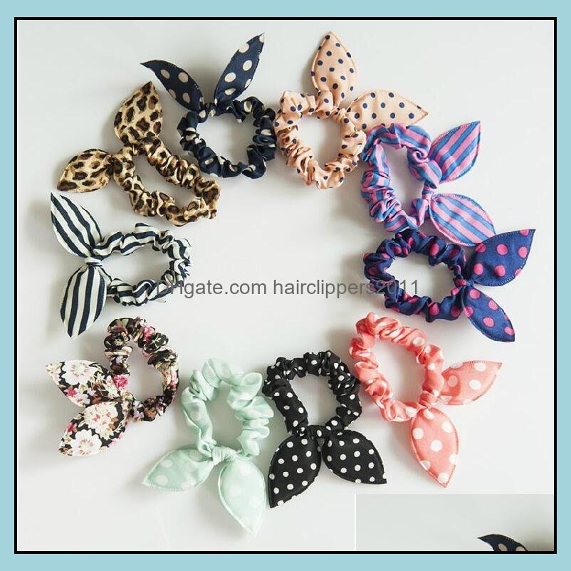 

Hair Accessories Tools Products New 10Pcs/Lot Mix Style Clips For Hairband Polka Dot Leopard Trip Rope Rabbit Ears Headwear Tie Girl Drop